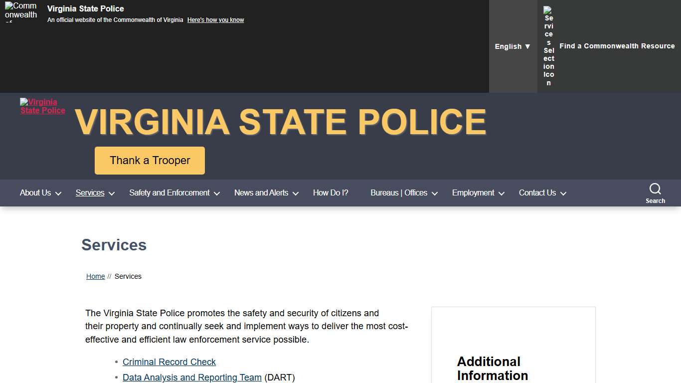 Services – Virginia State Police