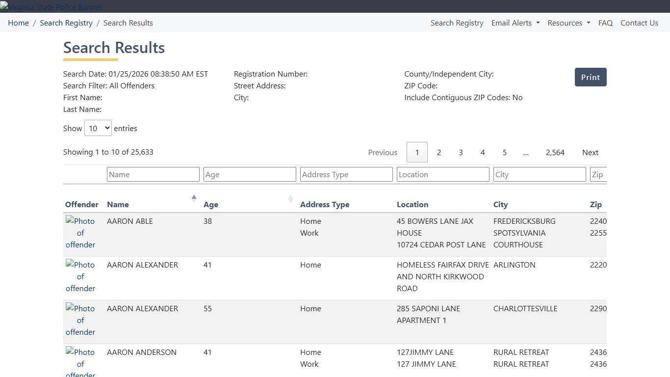 Results - Virginia State Police