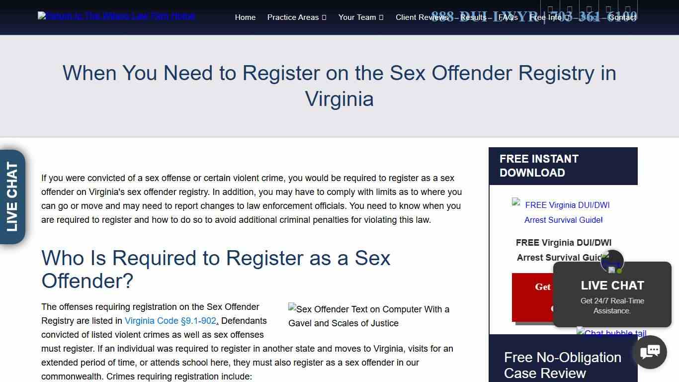 Sex Offender Registry Requirements in Virginia The Wilson Law Firm